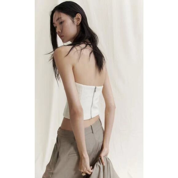 H&M Bustier Lined Corset Cream Women Top Old Money Style Office Wear Casual S - Picture 3 of 10